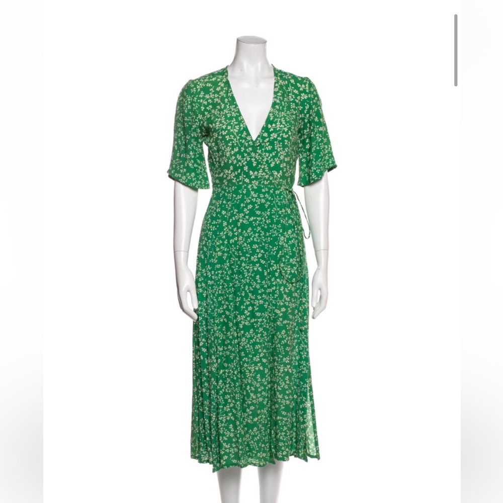 Faithfull the brand green wrap dress size US 4/S